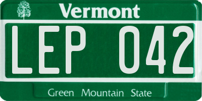 VT license plate LEP042