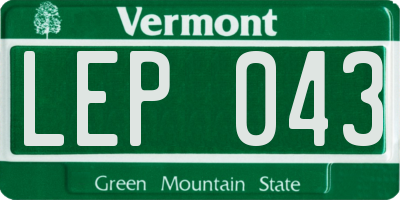 VT license plate LEP043