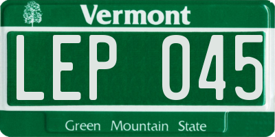 VT license plate LEP045