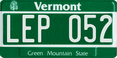 VT license plate LEP052