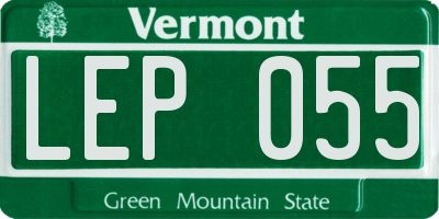 VT license plate LEP055