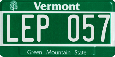 VT license plate LEP057