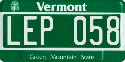 VT license plate LEP058