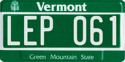 VT license plate LEP061