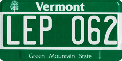 VT license plate LEP062