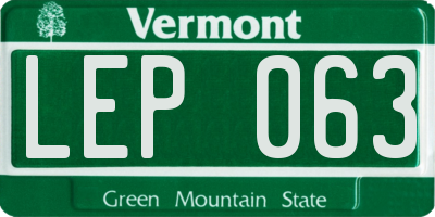VT license plate LEP063