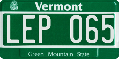 VT license plate LEP065