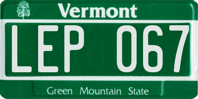 VT license plate LEP067