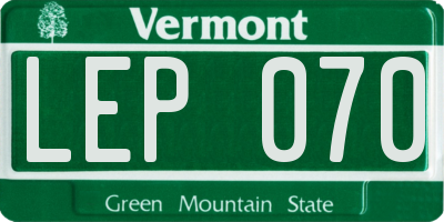 VT license plate LEP070