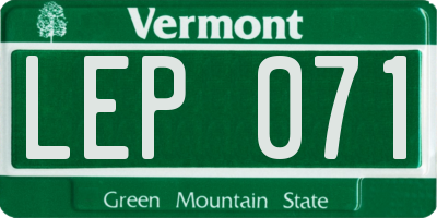 VT license plate LEP071