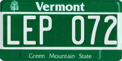 VT license plate LEP072