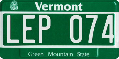 VT license plate LEP074