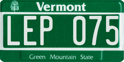 VT license plate LEP075