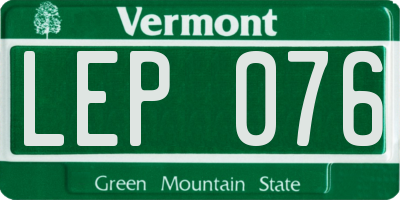 VT license plate LEP076