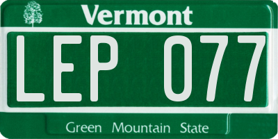 VT license plate LEP077