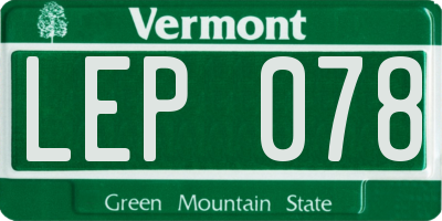 VT license plate LEP078