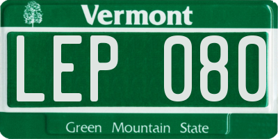 VT license plate LEP080