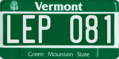 VT license plate LEP081