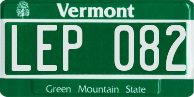 VT license plate LEP082