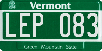 VT license plate LEP083