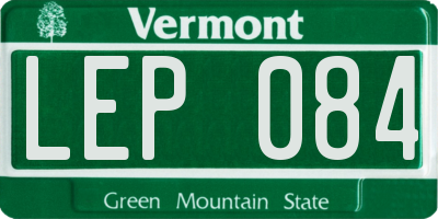 VT license plate LEP084
