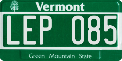 VT license plate LEP085