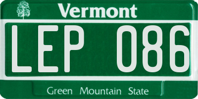 VT license plate LEP086