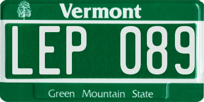 VT license plate LEP089