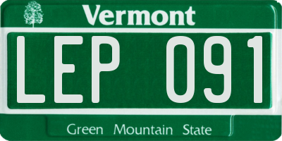 VT license plate LEP091