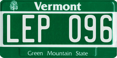 VT license plate LEP096