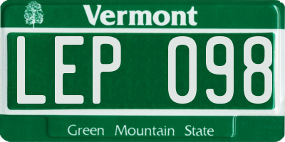 VT license plate LEP098