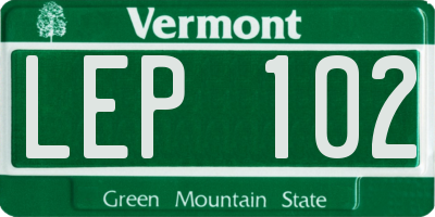 VT license plate LEP102