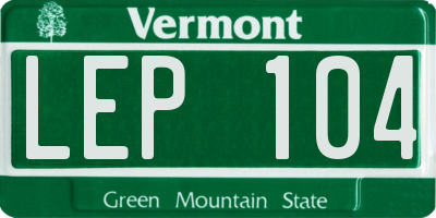 VT license plate LEP104