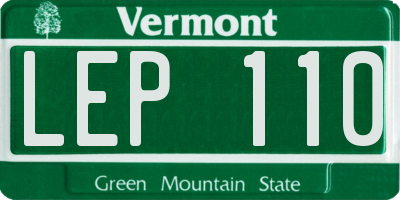 VT license plate LEP110