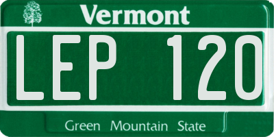 VT license plate LEP120