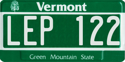 VT license plate LEP122