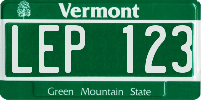 VT license plate LEP123