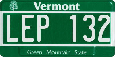 VT license plate LEP132