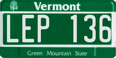 VT license plate LEP136