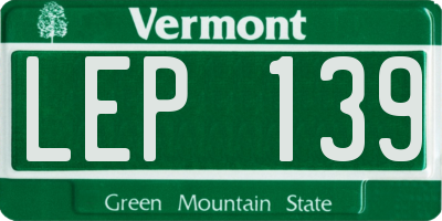 VT license plate LEP139