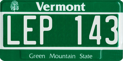 VT license plate LEP143