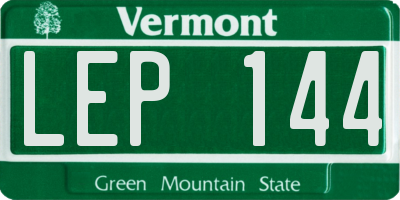 VT license plate LEP144