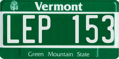 VT license plate LEP153