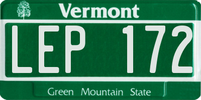 VT license plate LEP172