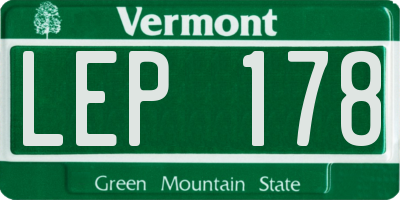 VT license plate LEP178