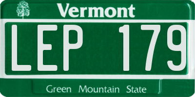 VT license plate LEP179
