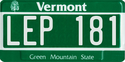 VT license plate LEP181