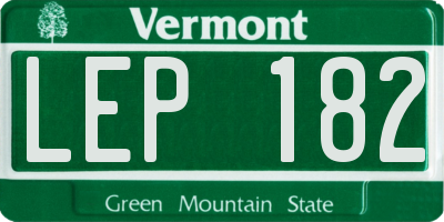 VT license plate LEP182