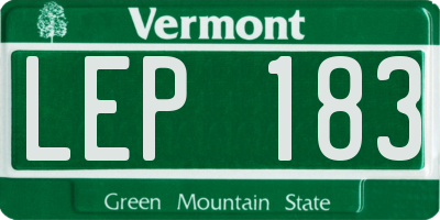 VT license plate LEP183
