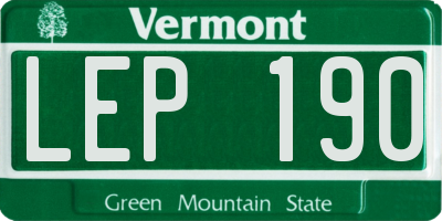 VT license plate LEP190